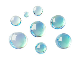 Floating Translucent Blue Bubbles On Black Background