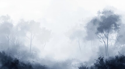 Obraz premium Misty forest path, serene landscape, morning fog, nature background, tranquil scene
