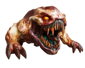 Frightening Brown and Orange Hellish Monster with Glowing Eyes 3