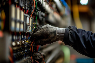 Ai generated photo of an professional electrician repairing electricity
