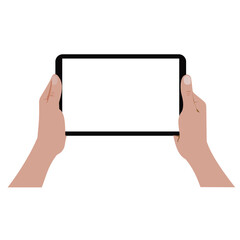 Tablet PC in hand with blank editable screen