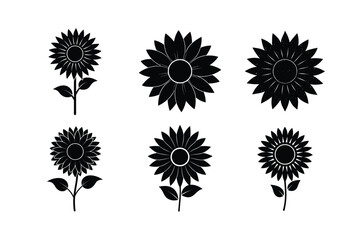 Fototapeta premium Decorative floral silhouette pack on white background
