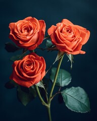 bouquet of  roses on dark blue background