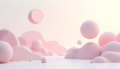 Ultra High-Resolution Pastel Abstract Shapes in a Clean and Minimalist Composition