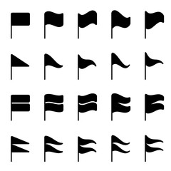 여러가지 깃발 모양 아웃라인 아이콘 세트