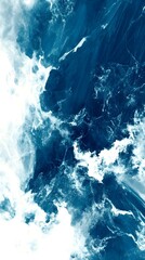 Abstract Blue Swirls: A mesmerizing abstract painting features swirling, dynamic brushstrokes in shades of deep blue and white, evoking a sense of movement and depth.