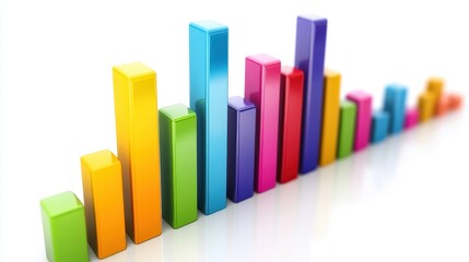 Financial bar graphs, success and growth concept, surreal style, isolated on white background. 