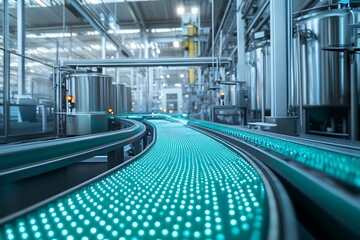 Naklejka premium Automated factory conveyor belt system