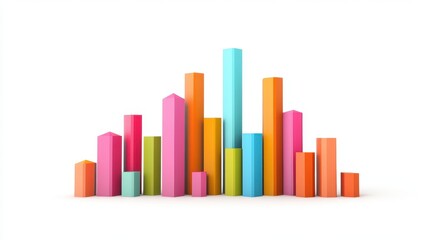 Financial bar graphs, success and growth concept, surreal style, isolated on white background. 