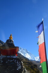 Hiking at the foot of Lhotse, Ama Dablam and Mount Everest in the Himalayan Khumbu Valley, Nepal