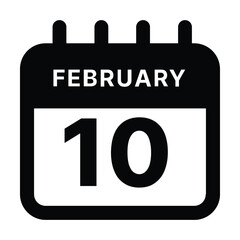 February 10 calendar icon design vector illustration