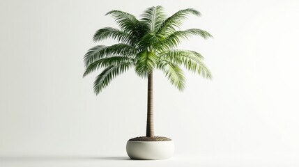 Obraz premium Lush Green Indoor Plant in Minimalist White Pot Against Light Background