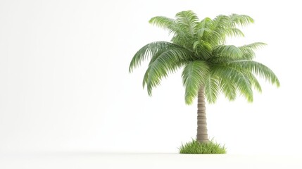Fototapeta premium Lush Green Tropical Palm Tree Isolated on Bright White Background
