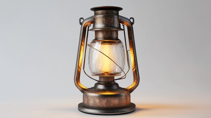 Vintage Lantern Illuminating Rustic Atmosphere with Warm Glow