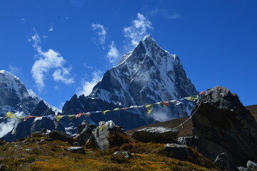 The stunning Himalayan Mountain ranges with snowy  glaciars and breathtaking views of Mount...