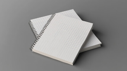 Notebooks sheets set. Lined, checkered and dots pages for memo pads and daily planner template notepad empty paper with binder iron spiral isolated on gray background. Realistic 3d Vector illustration