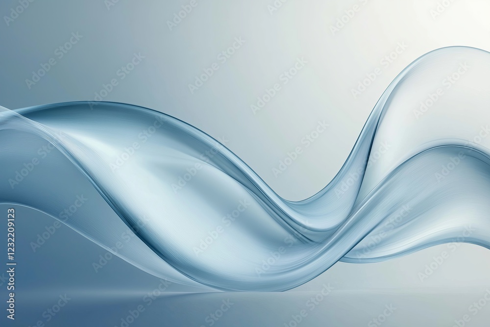 Poster A simple wave pattern in shades of blue and white, with a smooth gradient background