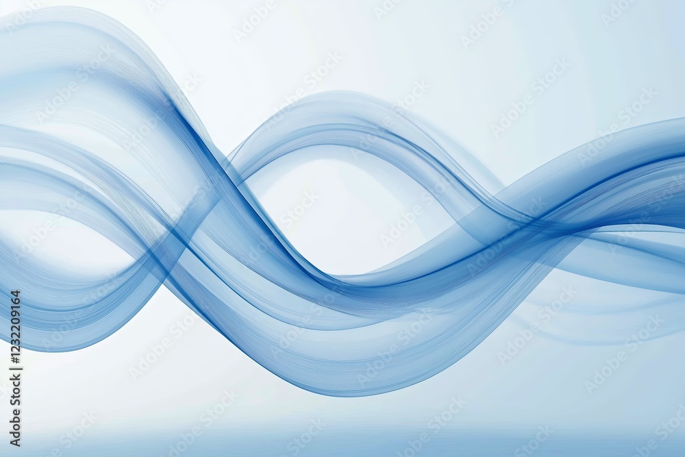 Poster A simple wave pattern in shades of blue and white, with a smooth gradient background