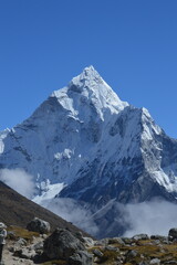 The stunning Himalayan Mountain ranges with snowy  glaciars and breathtaking views of Mount...