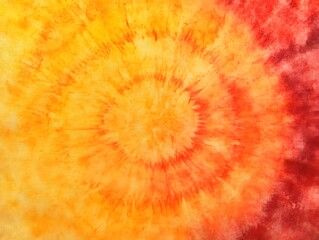 Abstract Tie-Dye Swirl: A vibrant and captivating close-up of a tie-dye pattern in warm hues of yellow, orange, and red, creating a swirling vortex of color.