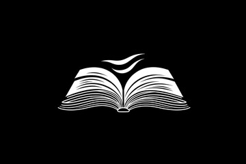 Elegant Open Book Icon Against a Black Background