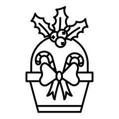 Christmas gift basket icon outline set sign