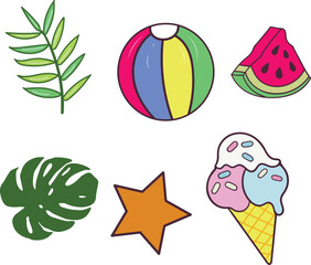 Flat and simple summer vacation icon set summer design elements vector
