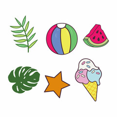 Flat and simple summer vacation icon set summer design elements vector