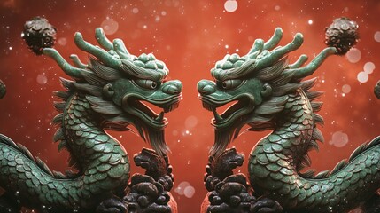 Naklejka premium chinese dragon statue