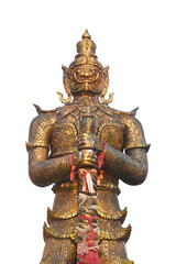 Fototapeta premium A traditional Thai giant in front of the temple in Thailand isolated on white