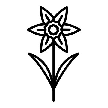 black outline daffodil flower on stem clip art preview