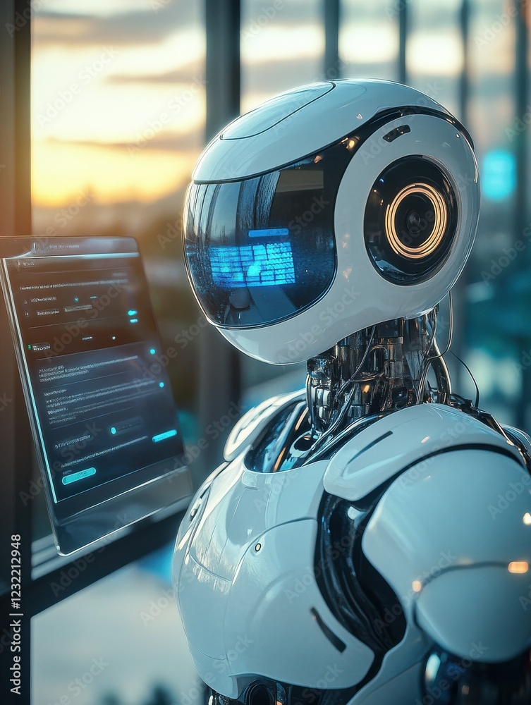 Poster ai-powered chatbot interacting with users on a website, conversational design interface, smart tech 