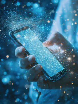 Person uses smartphone with AI technology or chatbot to process digital transformation in their business idea and operations every day now._00001_