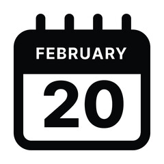 February 20 calendar icon design vector illustration