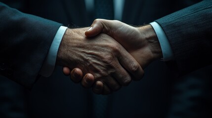 Obraz premium Two men shaking hands in a suit and tie