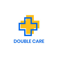 double care medical clinic with plus icon .doctor nurse pharmacy logo design