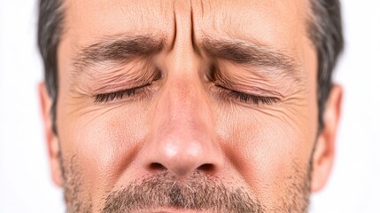 Obraz premium Man with Closed Eyes Showing Intense Emotions