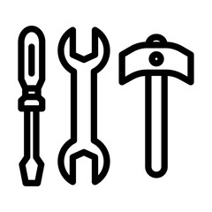 Repair tools icon outline set sign