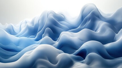 Obraz premium Soft Swirling Waves of Blue Fabric Create an Abstract Landscape. Generative AI