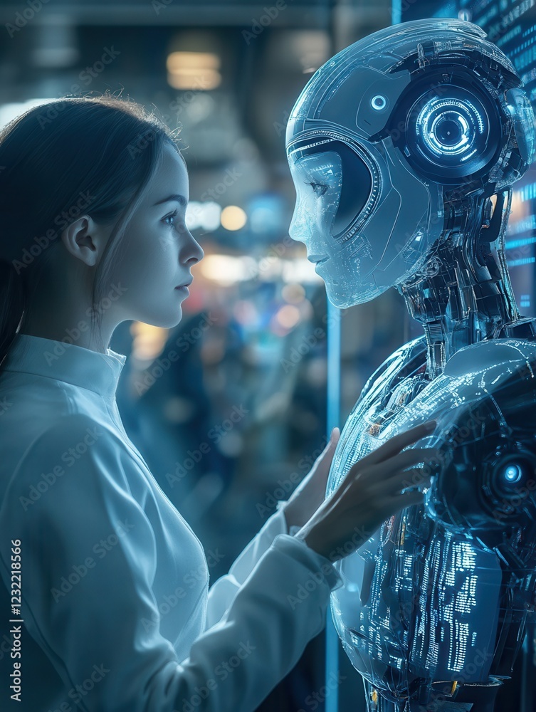Poster ai-powered chatbot interacting with users on a website, conversational design interface, smart tech 