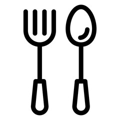 Spoon and fork icon outline set sign