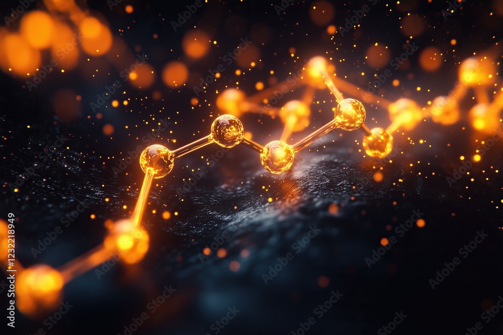 Poster glowing molecular structure vibrant representation of atomic bonds and connections