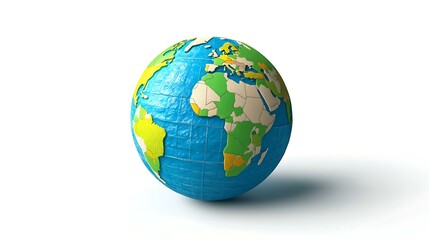 A 3D cartoon-style illustration of a globe with vibrant blue oceans and green continents, isolated on a white background, designed with smooth, rounded edges and a playful aesthetic