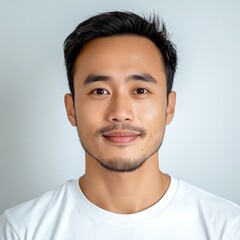 Fototapeta premium Portrait of a young man studio photography neutral background close-up personal branding