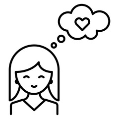 Woman in love icon outline set sign