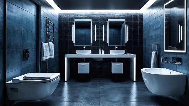 Modern bathroom with a shower area and bathtub