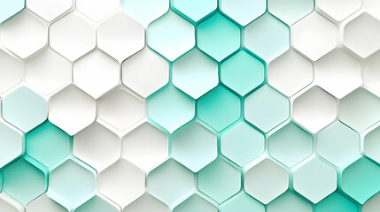 Abstract background with hexagonal shapes in shades of white and teal.  Perfect for modern designs and presentations.