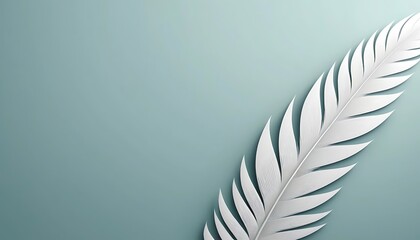 Fototapeta premium White Tropical Leaf on Teal Background