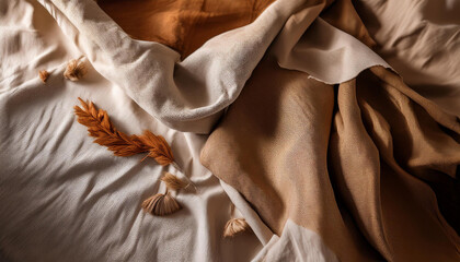 artistic hand dyed linen cloth with earthy tones rustic elegance for cozy decor