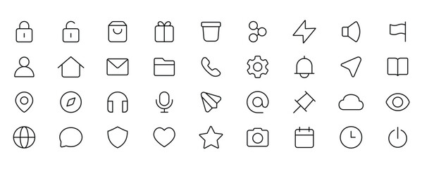 ui icon set collection. used in website and mobile creation. minimalist style lines. vector illustration